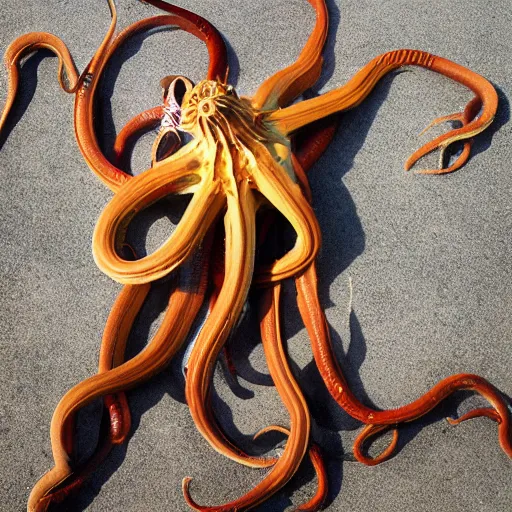 Image similar to cardboard cutout of tentacles, cut out of cardboard, realistic, cardboard cutout, hyperrealistic fantasy photography