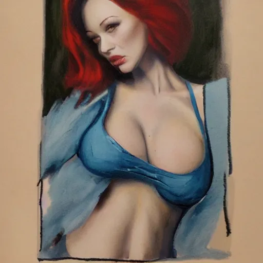 Prompt: christina hendricks body by f. k forberg, realistic,