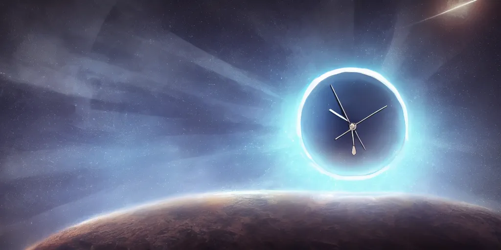 Prompt: clock meteor storm, digital art, 4 k, highly detailed, soft lighting, dramatic perspective