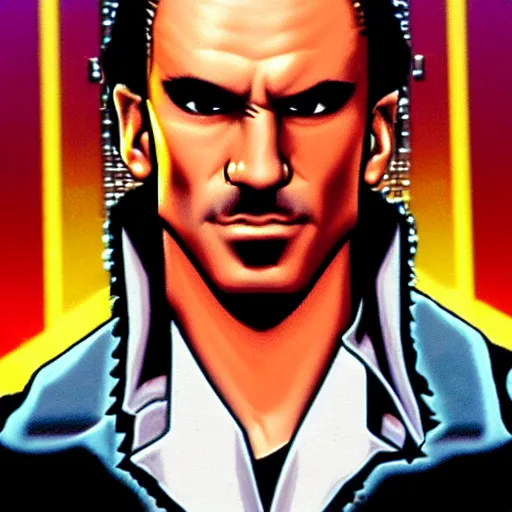 Image similar to portrait of daniel day - lewis in double dragon video game splash screen