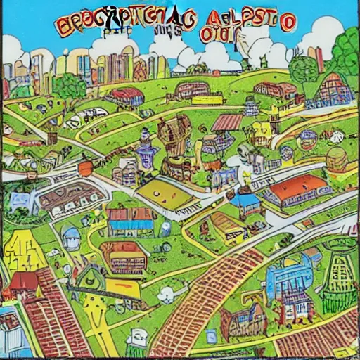 Prompt: sprawling utopia in the style of busytown