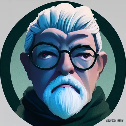 Image similar to face icon stylized minimalist george lucas, loftis, cory behance hd by jesper ejsing, by rhads, makoto shinkai and lois van baarle, ilya kuvshinov, rossdraws global illumination