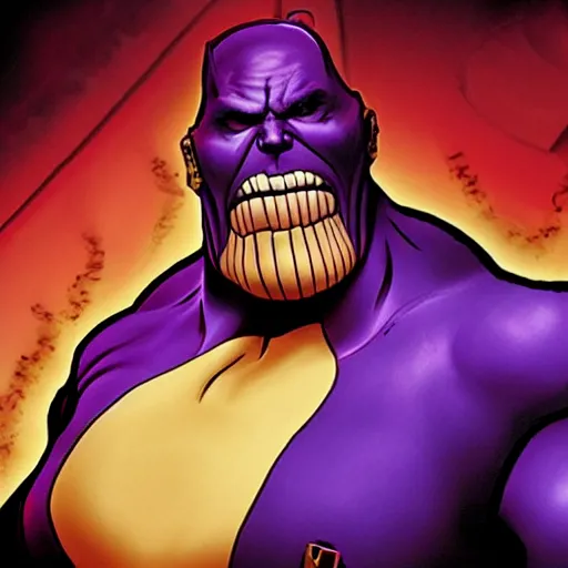 Image similar to Thicc Thanos as The American Psycho