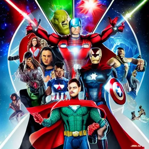 Image similar to movie poster for marvel dc crossover