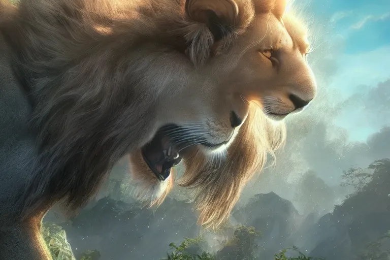 Image similar to the legendary island sized lion goat hybrid, made by Stanley Artgerm Lau, WLOP, Rossdraws, ArtStation, CGSociety, concept art, cgsociety, octane render, trending on artstation, artstationHD, artstationHQ, unreal engine, 4k, 8k,