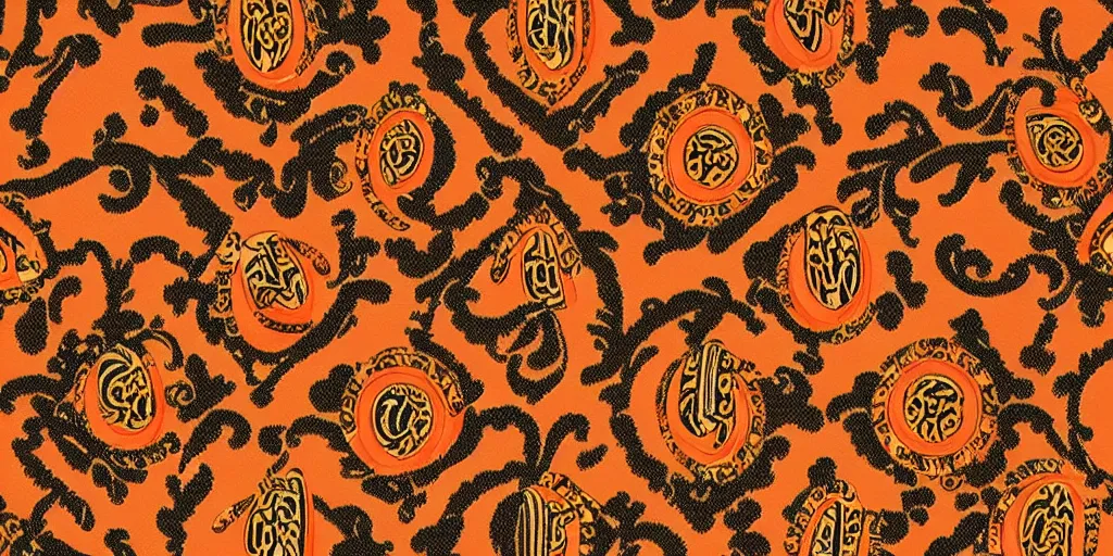 Image similar to versace gucci textile print intricate orange gold black navajo digital file high resolution