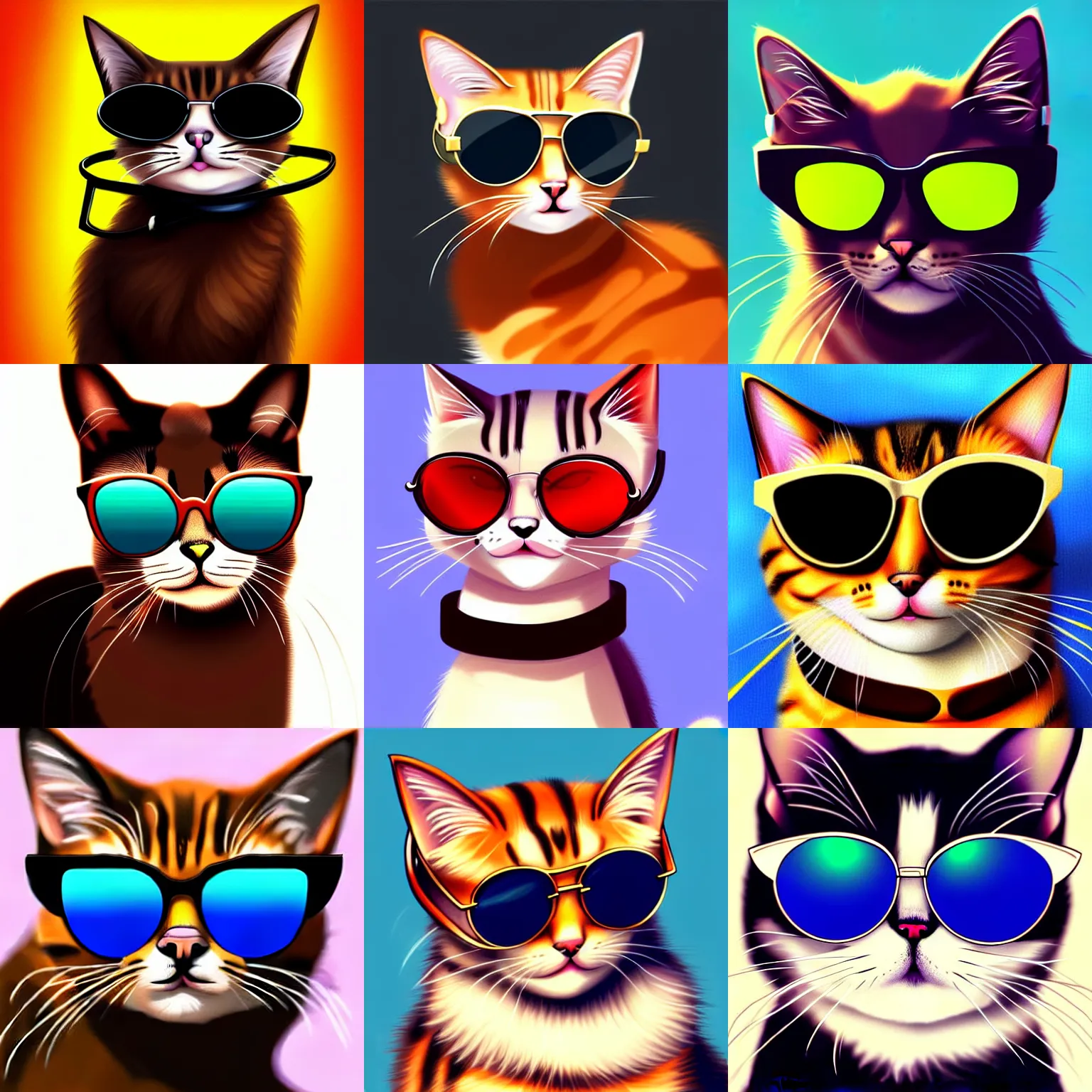 Prompt: cute cat with sunglasses, artstation trending, digital painting
