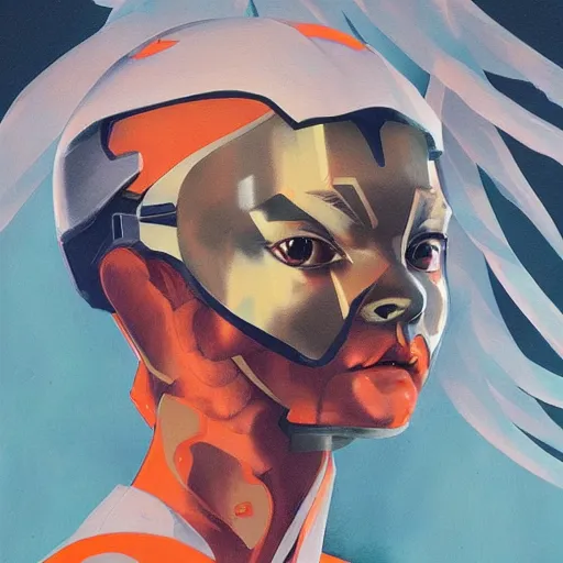 Prompt: Elle Fanning in orange Halo 2 armor picture by Sachin Teng, asymmetrical, dark vibes, Realistic Painting , Organic painting, Matte Painting, geometric shapes, hard edges, graffiti, street art:2 by Sachin Teng:4