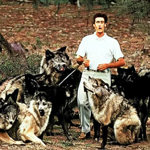 Prompt: That episode of Seinfield where Kramer ends up having to fend off a pack of wolves.