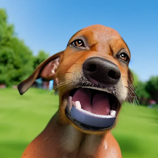 Image similar to A dog taking a selfie, selfie photography, photorealistic imagery, trending on artstation, 4k, 8k