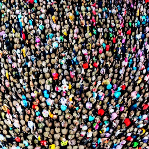 Image similar to ant eye - view of people running frantically