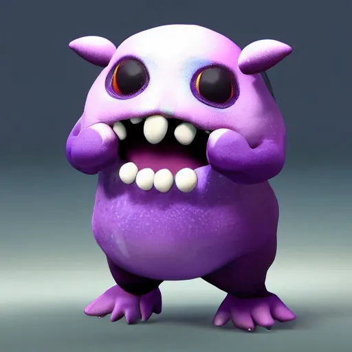 Image similar to chubby fat monster, purple scales ,cute, sparkle eyes, photorealistic, wearing skirt, 4k, unrealengine,