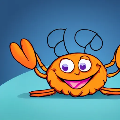 Prompt: cartoon happy crab with a fiddle