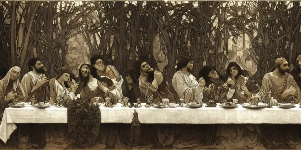 Image similar to the last supper,Alphonse Maria Mucha