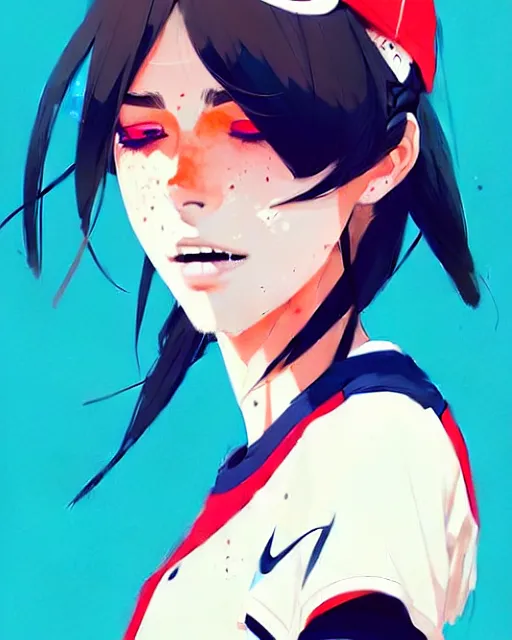 Prompt: a ultradetailed beautiful panting of a stylish girl in a baseball uniform, by conrad roset, greg rutkowski and makoto shinkai, trending on artstation