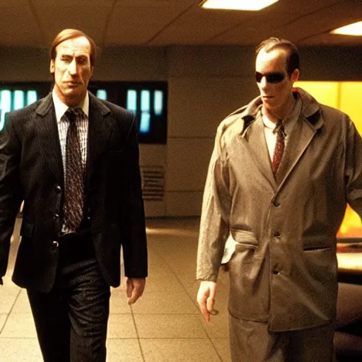 Image similar to still photo of saul goodman in the matrix