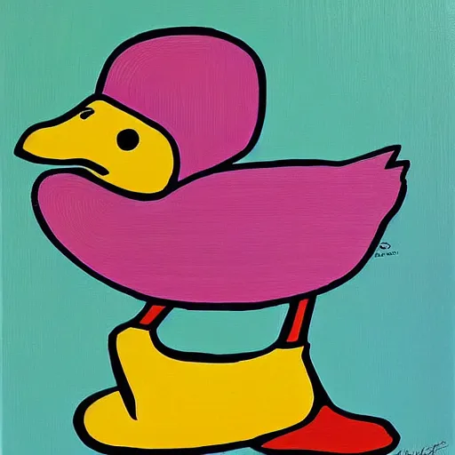 Prompt: duck by artist peter max