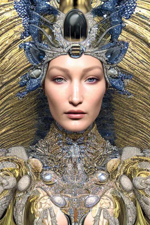 Prompt: a highly detailed metahuman 4 k close up render of an alien goddess bella hadid as milky way in iris van herpen dress schiaparelli in diamonds crystals swarovski and jewelry in style of alphonse mucha gustav klimt trending on artstation made in unreal engine 4