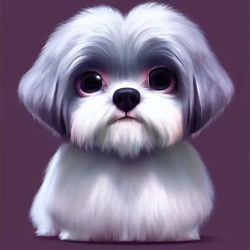 Prompt: cutie fluffy creature shih tzu, digital art, 3 d, octave render, masterpiece, mega detailed, pixar, disney, vivid illustration, cartoon, fantasy, by george stubbs, artgerm, in the style of ghibli kazuo oga, pastel fur