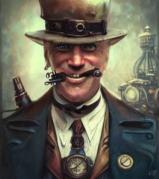 Image similar to portrait of steampunk joe biden cosplaying, by wlop, by simon stalengrad, by ilya repin, bioshock screenshot, photorealistic fan art, detailed shading, intricate abstract, steampunk