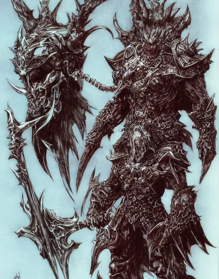 Image similar to final fantasy orc concept art yoshitaka amano, akihiko yoshida, moebius