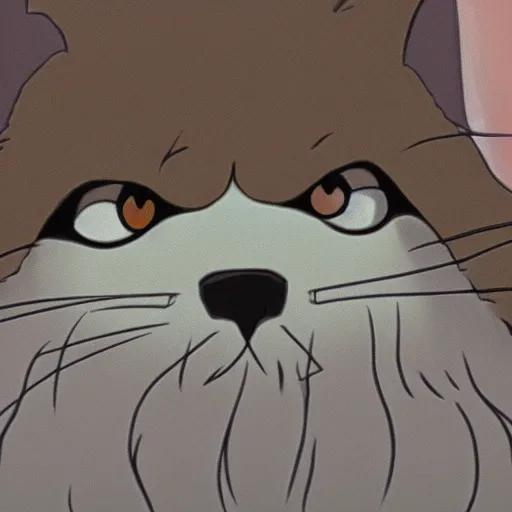 Image similar to furr creature at the flower made by studio ghibli, detail, high quality