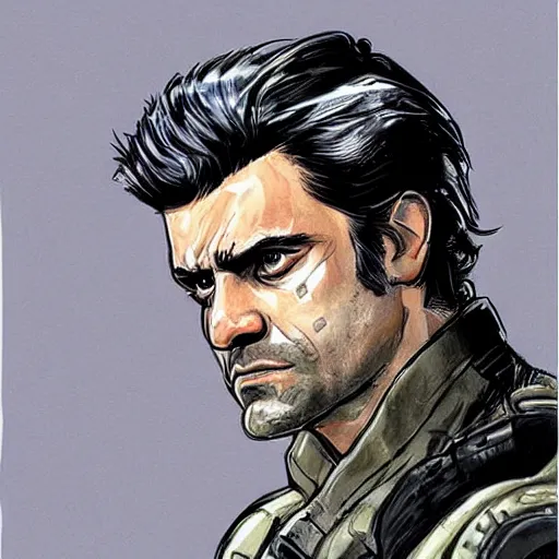 Image similar to oscar isaac as solid snake highly detailed concept art