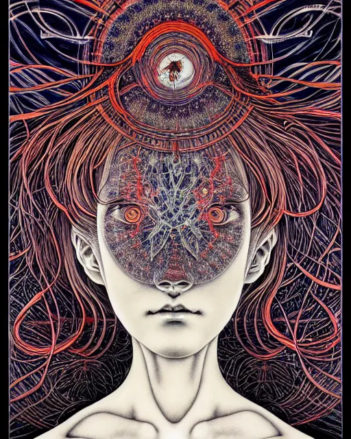 Image similar to human spirit breaking away from the body, conjuring psychedelic background, part by takato yamamoto, part by alex gray, ross tran, james jean, ultra realistic, highly detailed, 8 k, trending on artstation, cosmic, symmetry, masterpiece