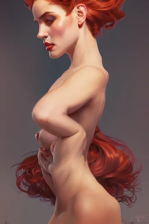 Image similar to character concept a beautiful voluminous woman burlesque dancer, portrait, highly detailed, digital painting, artstation, concept art, smooth, sharp focus, illustration, cinematic lighting, art by artgerm and greg rutkowski and alphonse mucha