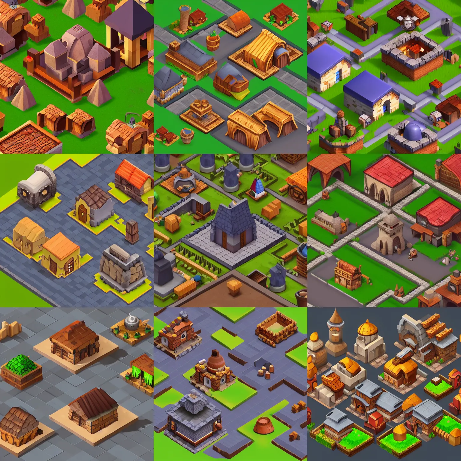 Prompt: isometric, medieval bakery building on a solid background, clash of clans style, modular game dev art