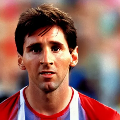 Image similar to a photograph still of Messi starring in a 1990s sitcom, 15mm