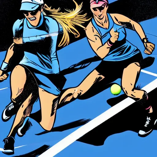 Prompt: in the style of Rafael Albuquerque comic art, Genie Bouchard winning Wimbledon.