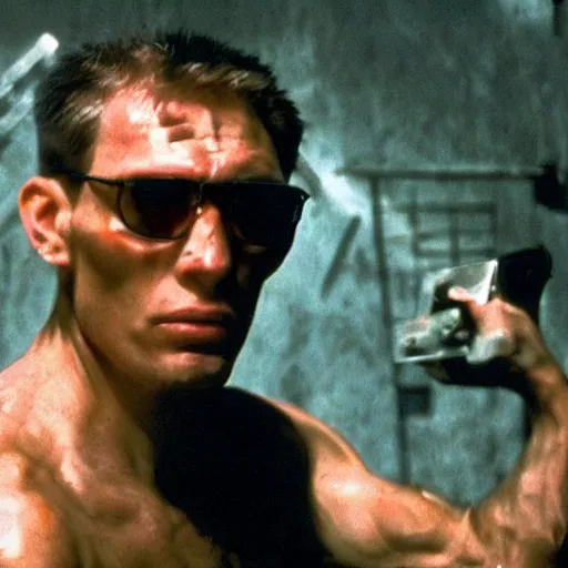 Image similar to Live Action Still of Jerma985 in Apocalypse Now, real life, hyperrealistic, ultra realistic, realistic, highly detailed, epic, HD quality, 8k resolution, body and headshot, film still