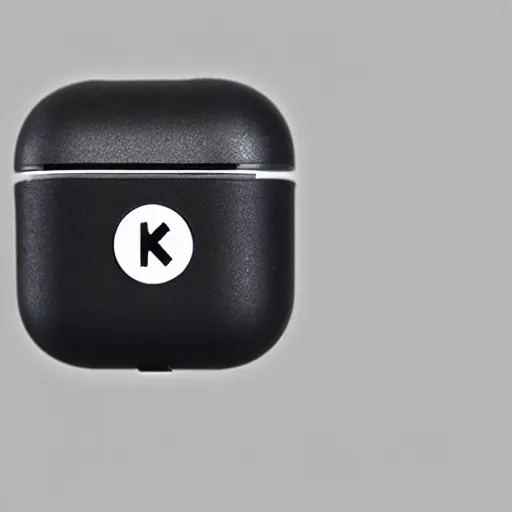 Image similar to black airpods pro case with marshmallow logo on it, studio, product photo