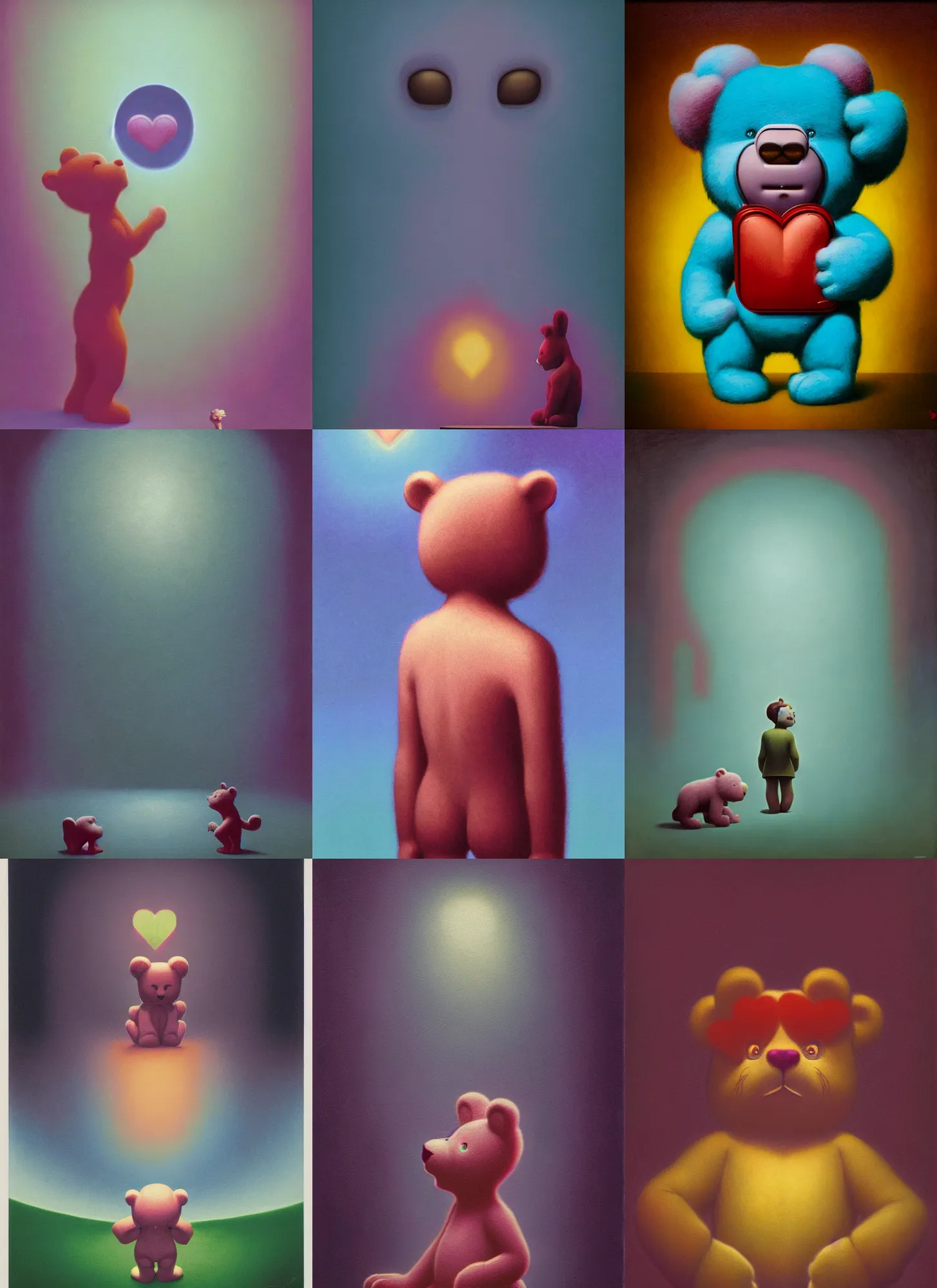 Prompt: care bear stare into the void, Edward Hopper and James Gilleard, Zdzislaw Beksinski, Mark Ryden, Wolfgang Lettl highly detailed, hints of Yayoi Kasuma