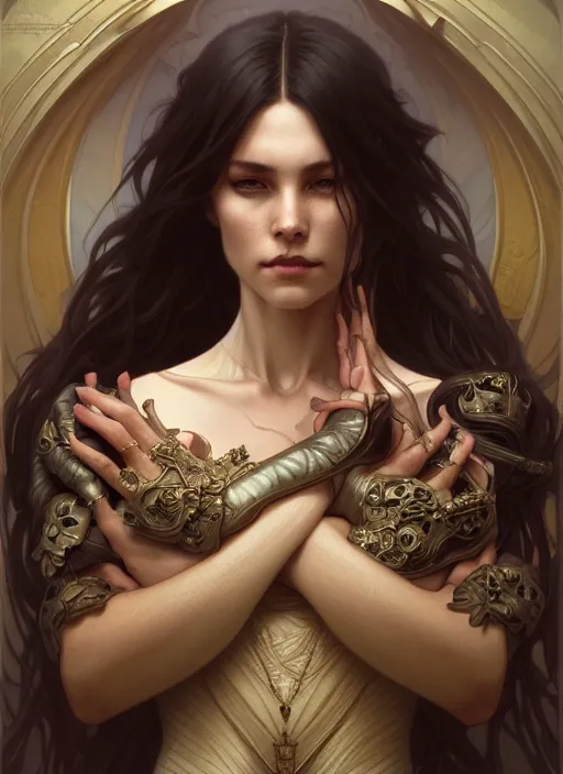 Image similar to portrait of draconian, intricate, elegant, highly detailed, digital painting, artstation, concept art, smooth, sharp focus, illustration, art by artgerm and greg rutkowski and alphonse mucha, 8 k