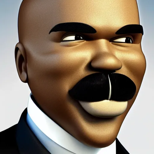 Image similar to robot that looks like steve harvey, realistic, clean, detailed