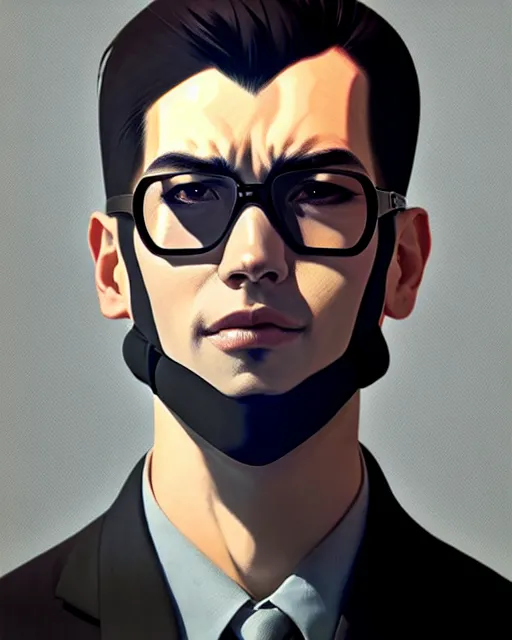 Image similar to a ultradetailed beautiful panting of a stylish man wearing black medical mask, by ilya kuvshinov, greg rutkowski and makoto shinkai, trending on artstation