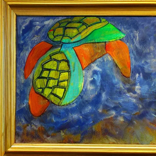 Image similar to the world on the back of a turtle, Expressive oil painting
