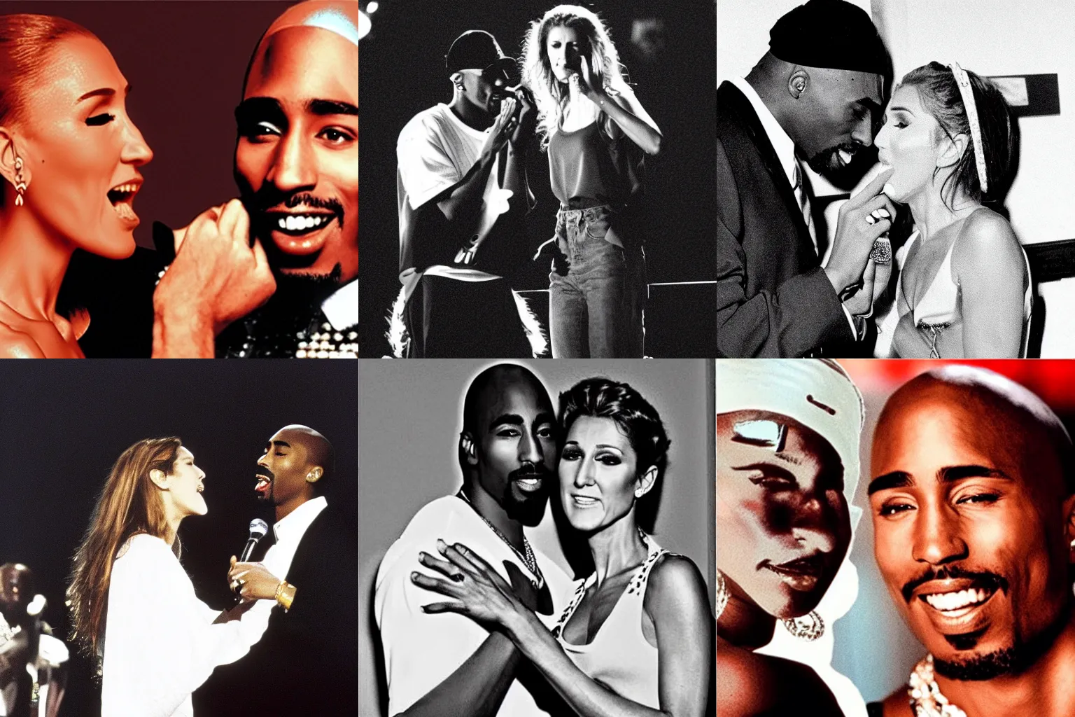 Prompt: tupac singing a romantic duet with celine dion