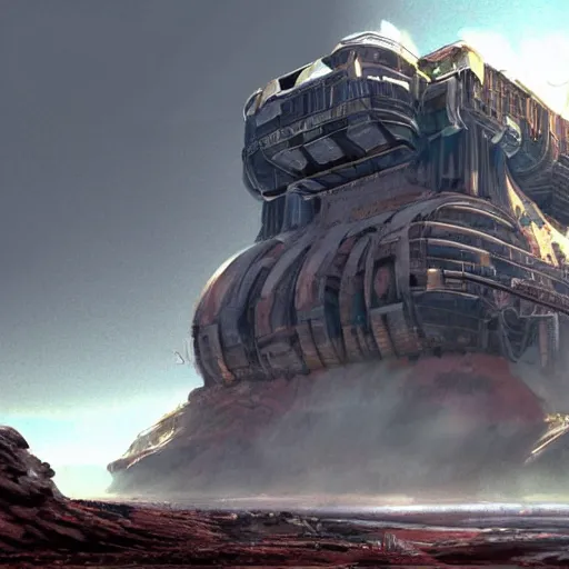 Prompt: a massive terraforming machine used to move mountains. mechanical giant. concept art. very high quality. hd.