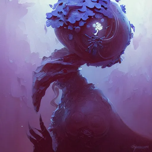 Image similar to blue plant, black background, fantasy, spherical, intricate, elegant, highly detailed, digital painting, artstation, concept art, smooth, sharp focus, illustration, art by greg rutkowski, art by seb mckinnon, art by justin gerard