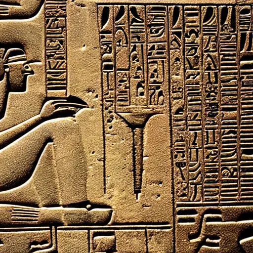 Prompt: Ancient Egypt UFO hieroglyph, award winning photography