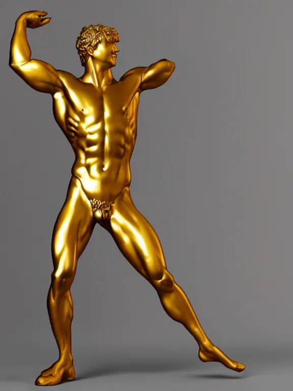 Image similar to stylized gold and black statue made of marble of hercules, full body, hyper realistic, hyper detailed, by johannen voss, by michelangelo, octane render, blender, 8 k