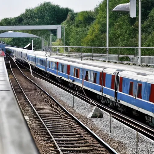 Prompt: uomo blocca il treno alta velocita con il freno d'emergenza, scende e lancia sassi contro le auto in autostrada