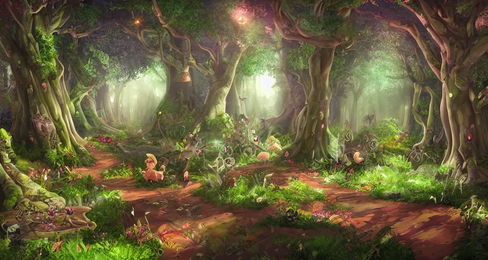 Image similar to Enchanted and magic forest, by Fortiche Studio