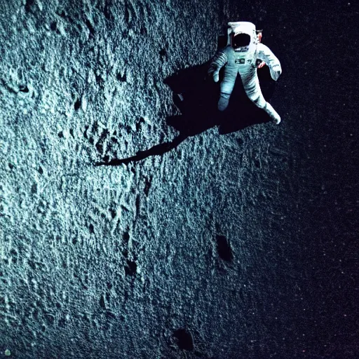 Image similar to photograph of an astronaut against the pitch black darkness of space, nothing behind, full body photo, amazing light and shadow contrast,, 8 k