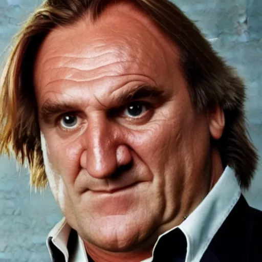 Prompt: Gérard Depardieu dressed as Mario