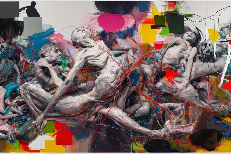 Prompt: the physical impossibility of death bodies entwined, extremely intricate and detailed, by painted by francis bacon, adrian ghenie, james jean, part by gerhard richter, part by petra cortright. 8 k masterpiece