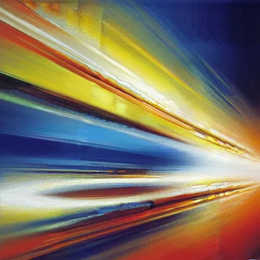 Image similar to abstract art representing momentum, oil painting by john berkey and gabriel dawe, masterwork